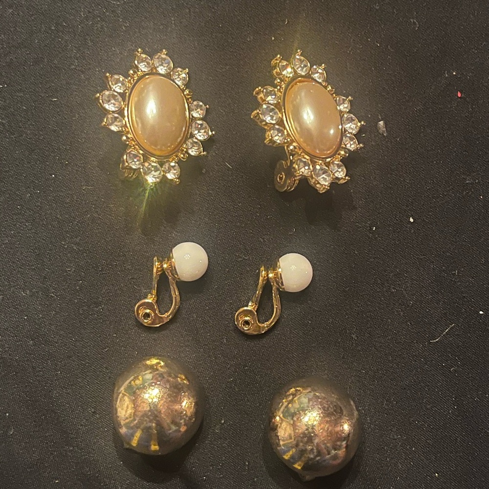 Three Pairs of Vintage Monet Earrings Clips